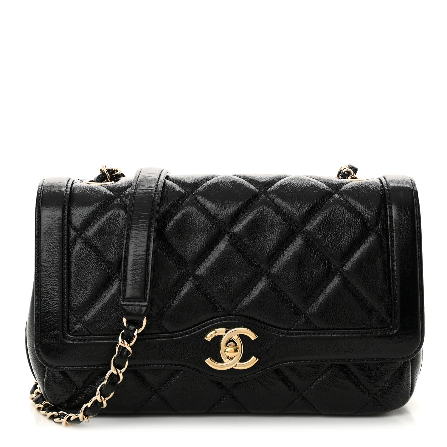 Chanel Crumpled Glazed Lambskin Quilted Small Flap Black 1 of 11