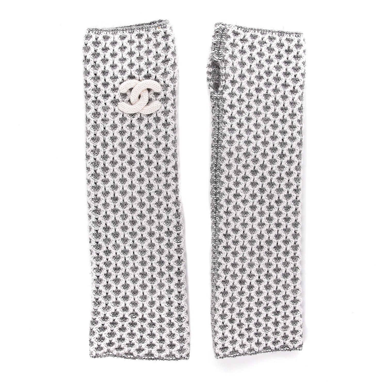 Chanel Cashmere CC Fingerless Gloves Grey 1 of 4