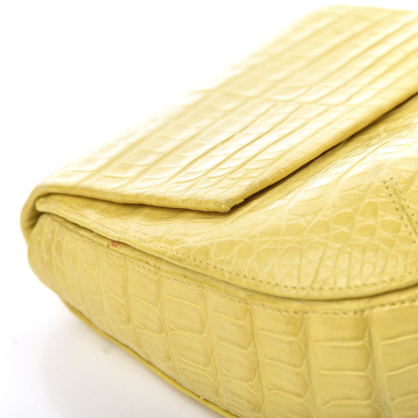 Crocodile Round Flap Top Crossbody Yellow