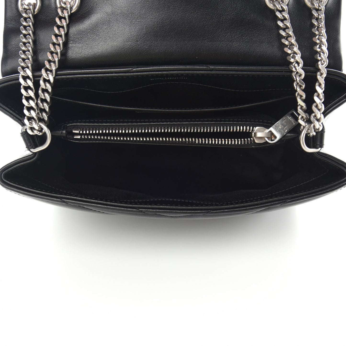 Calfskin Y Quilted Monogram Small Loulou Chain Satchel Black