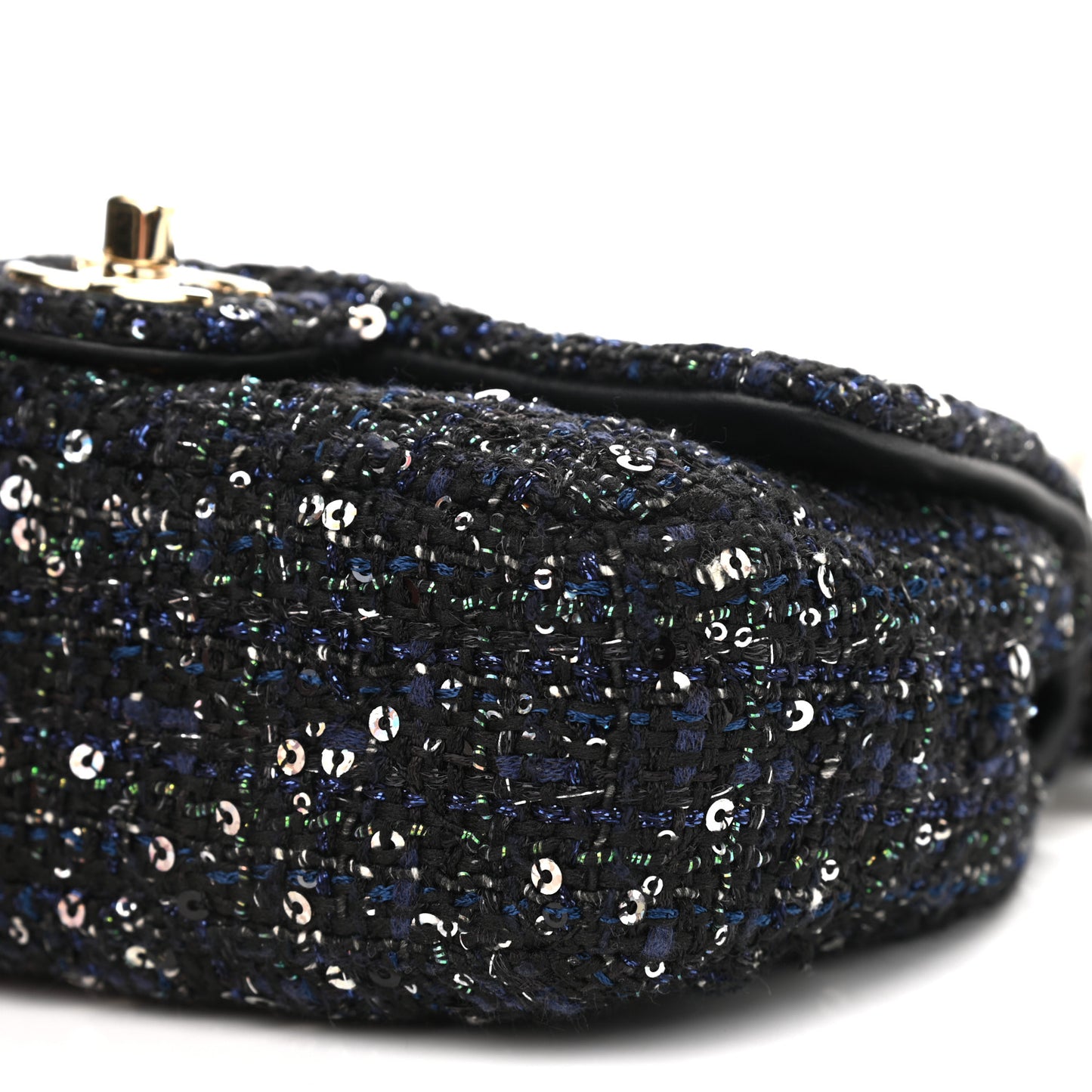 Tweed Mini Pearl Handle Flap Black Ecru