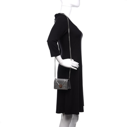 Christian Dior Metallic Patent Micro-Cannage Baby Diorama Flap Bag Silver 2 of 9