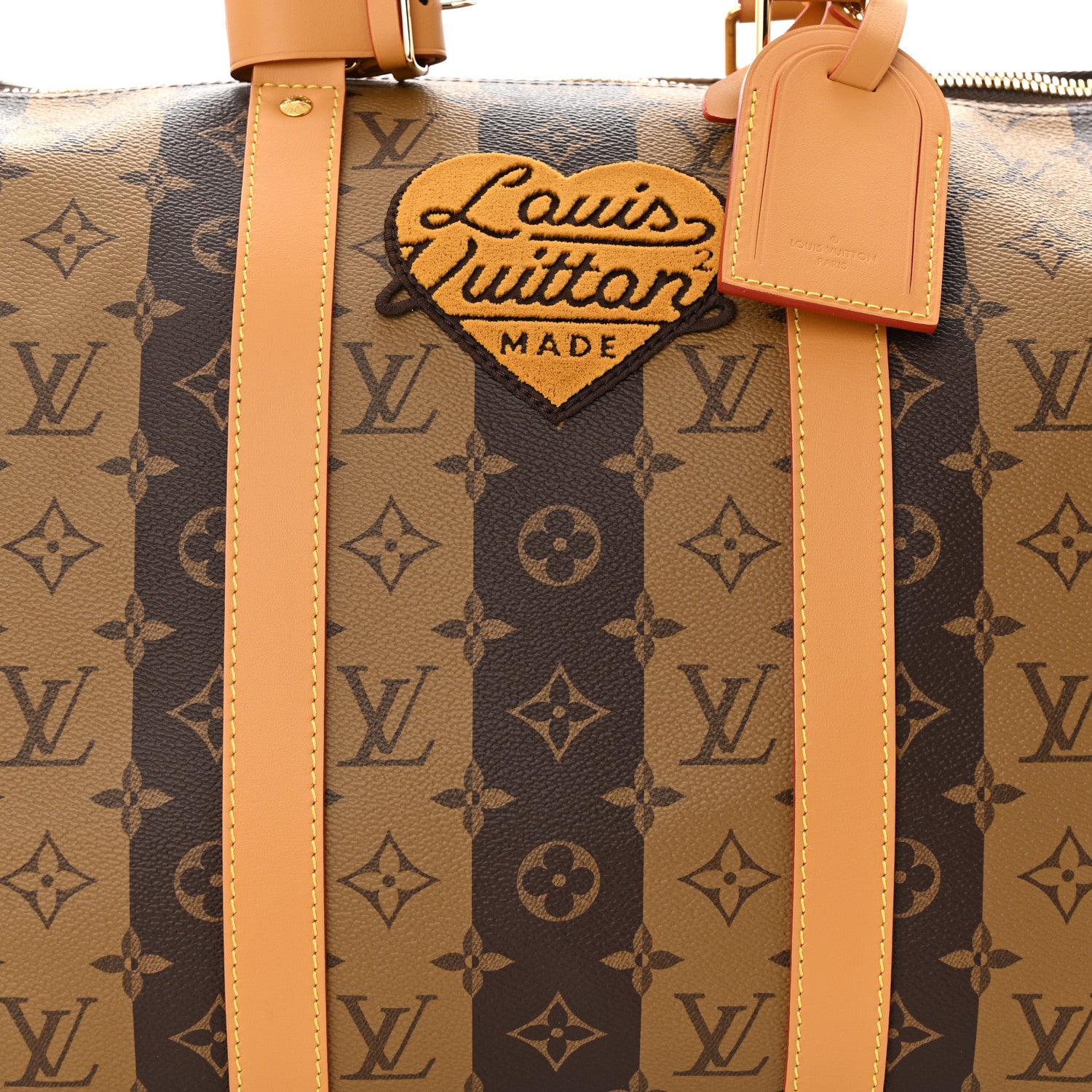 Louis Vuitton X NIGO Reverse Monogram Stripe Keepall Bandouliere 50 Brown 7 of 9