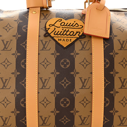 Louis Vuitton X NIGO Reverse Monogram Stripe Keepall Bandouliere 50 Brown 7 of 9