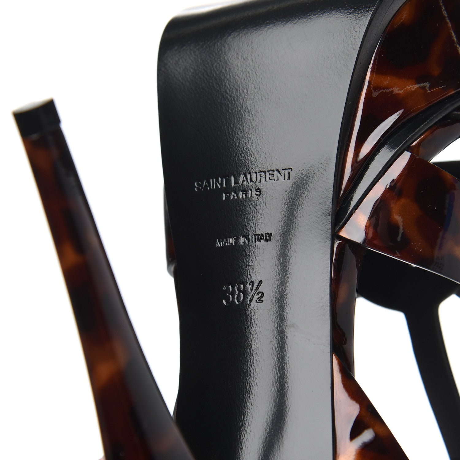 Saint Laurent Patent Tribute 105 Platform Sandals 38.5 Tortoiseshell 7 of 8