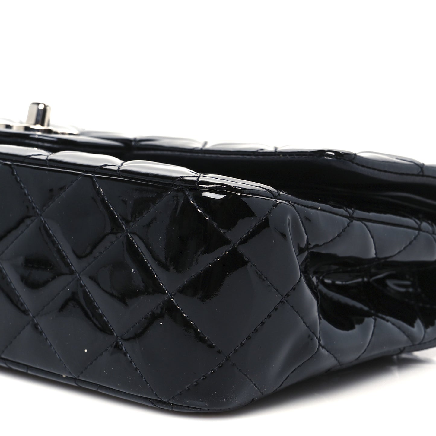 Patent Quilted Medium Double Flap Black