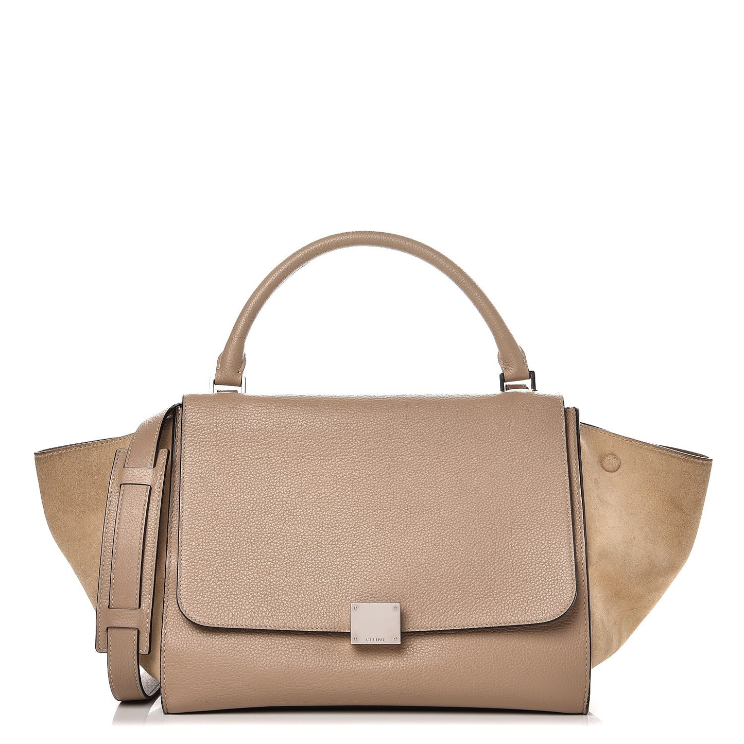 Drummed Calfskin Suede Medium Trapeze Dune