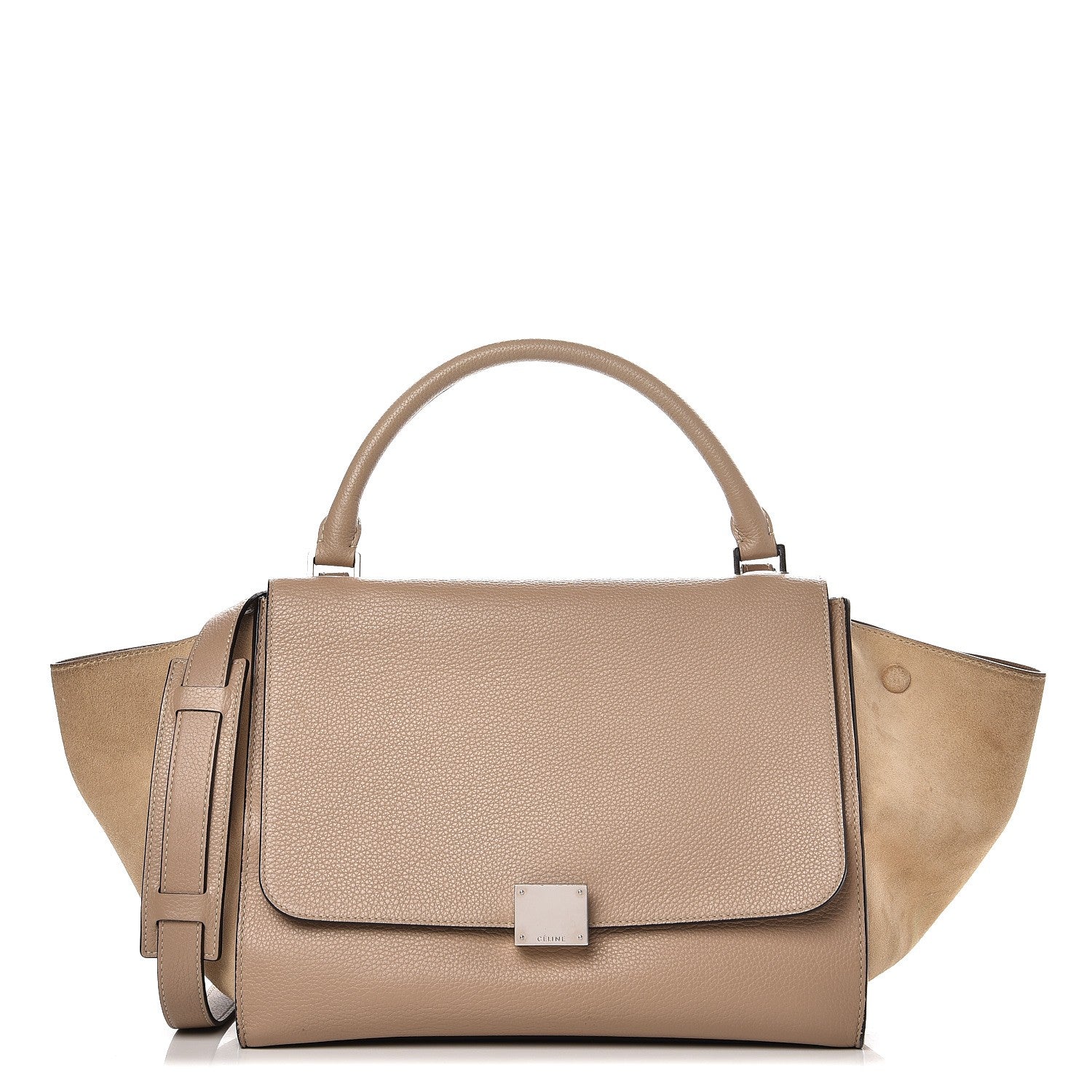 Celine Drummed Calfskin Suede Medium Trapeze Dune 1 of 9