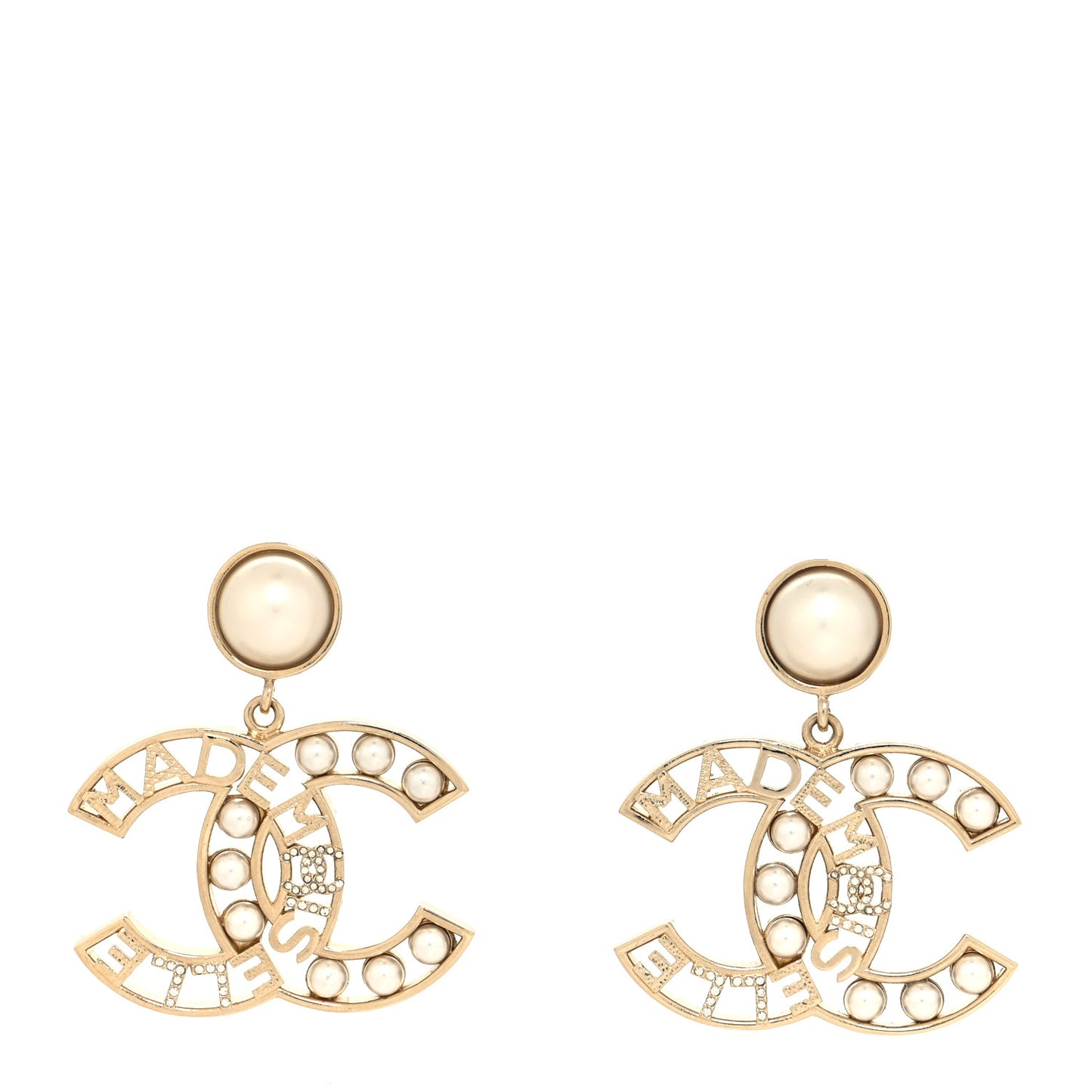 Metal Pearl Mademoiselle Drop Earrings Gold