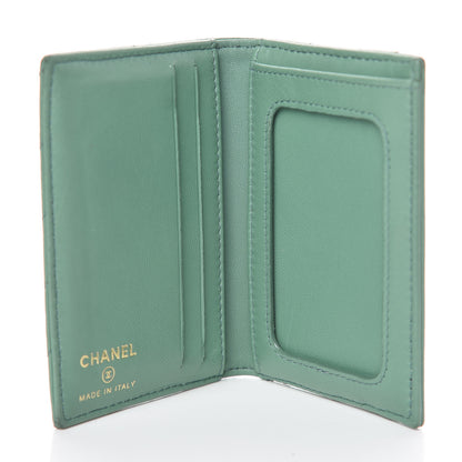 Chanel Lambskin Chevron Quilted Card Holder Wallet Green 5 of 17