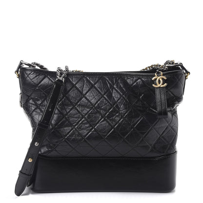 Chanel Aged Calfskin Quilted Large Gabrielle Hobo Black 1 of 12