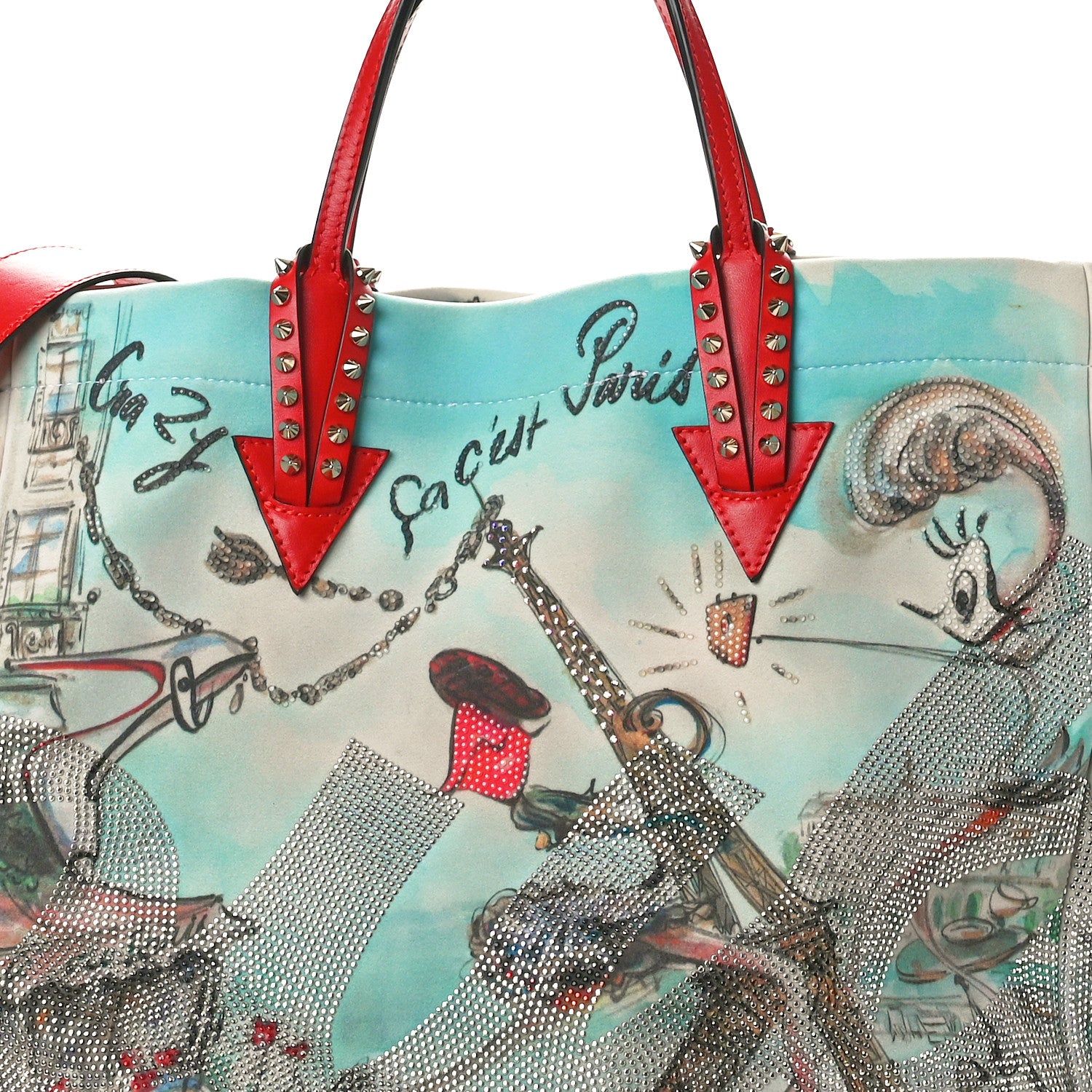 Christian Louboutin Neoprene Cabaraparis Spikes Tote Loubi Multicolor 7 of 10
