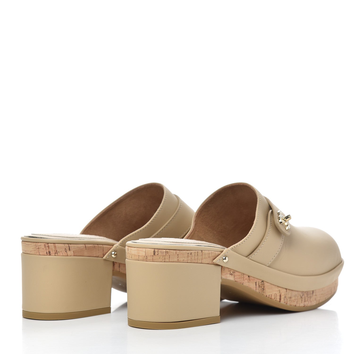 Chanel Calfskin CC Turn Lock Clogs 37 Beige 4 of 12