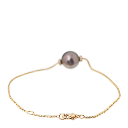 David Yurman 18K Yellow Gold Diamond Tahitian Pearl Solari Single Station Adjustable Bracelet Grey 3 of 5