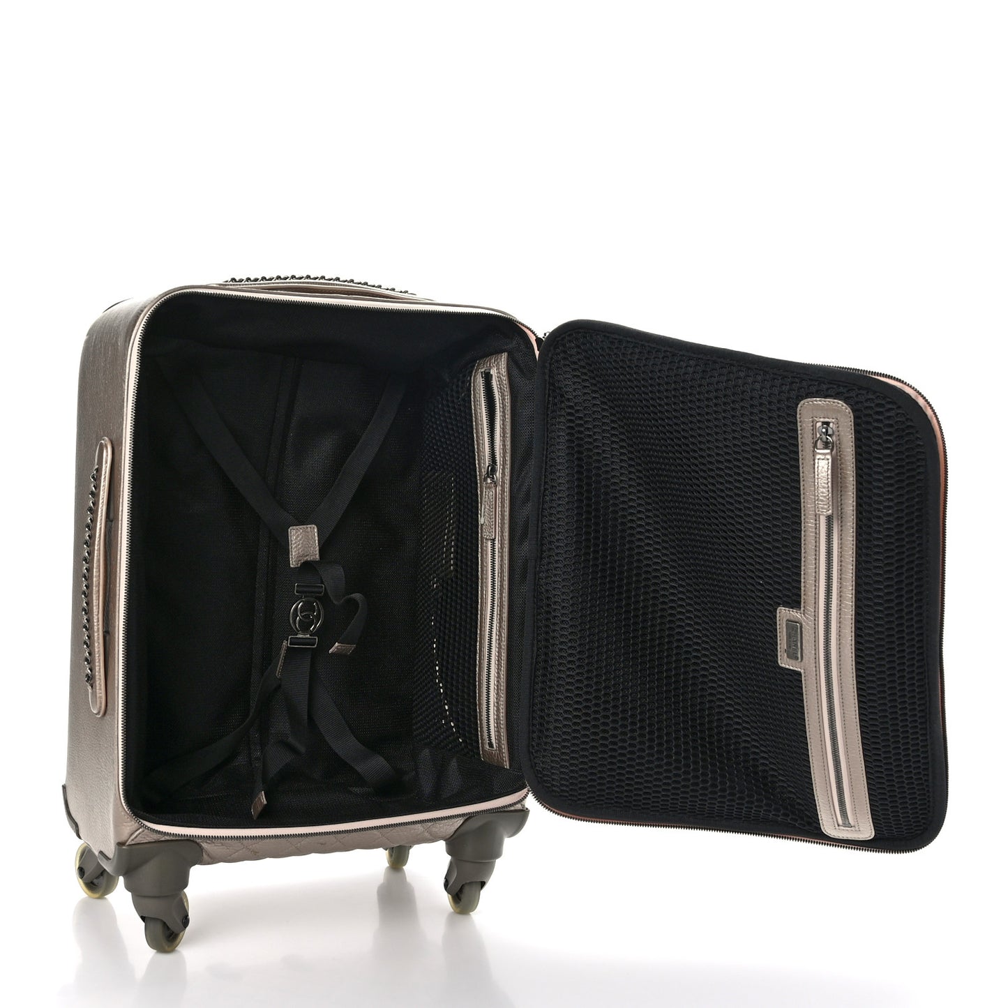 Metallic Calfskin Quilted Coco Case Trolley Gold