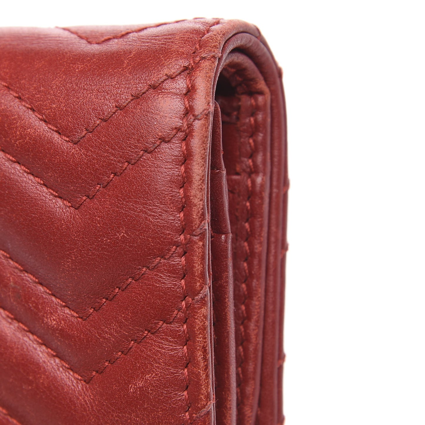 Calfskin Matelasse GG Marmont Card Case Wallet Hibiscus Red