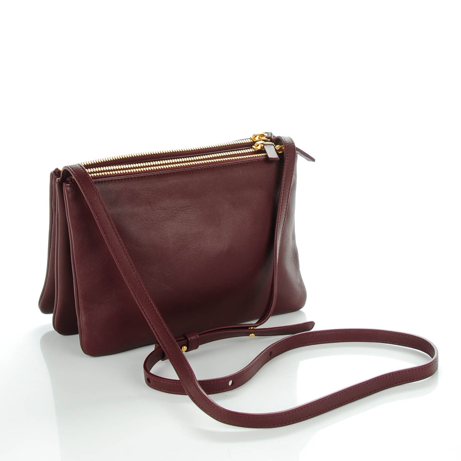 Celine Smooth Lambskin Small Trio Crossbody Bag Burgundy 2 of 9