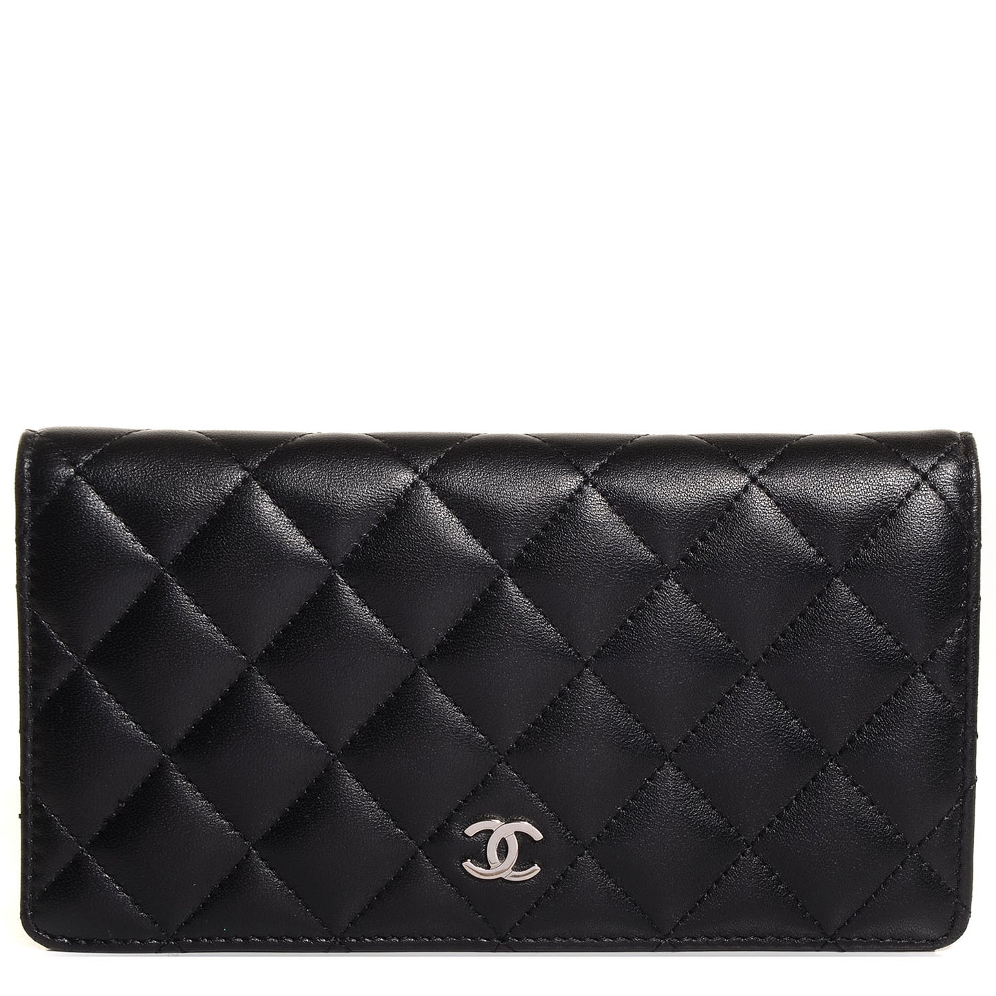 Lambskin Quilted Yen Wallet Black