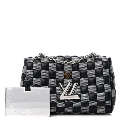 Louis Vuitton Calfskin Damier Twist Shoulder Bag BB Black White 1 of 10
