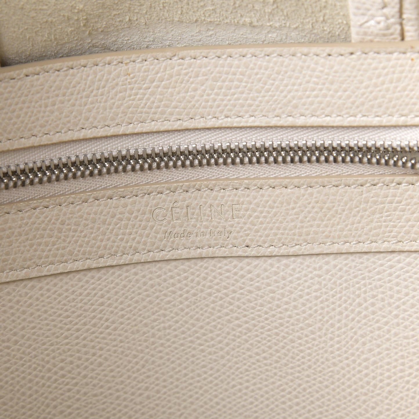 Grained Calfskin Small Vertical Bi-Cabas Cream Black