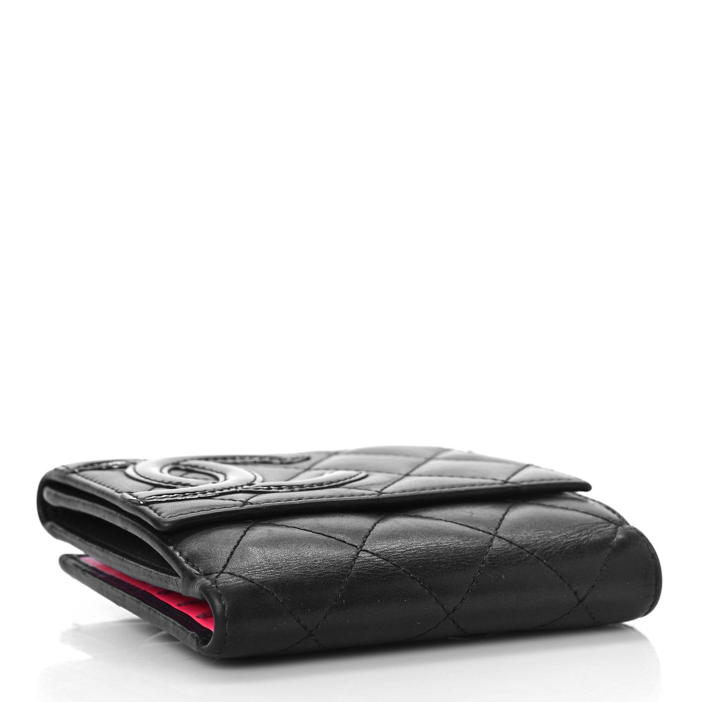 Lambskin Quilted Cambon Flap Wallet Black