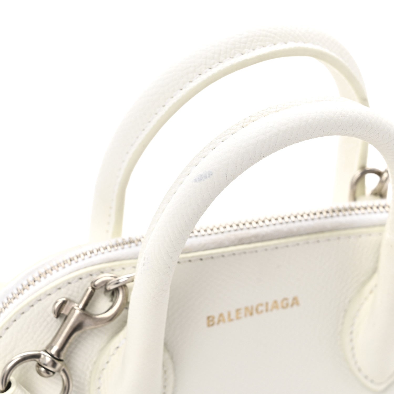 Balenciaga Grained Calfskin XXS Ville Top Handle Bag White Black