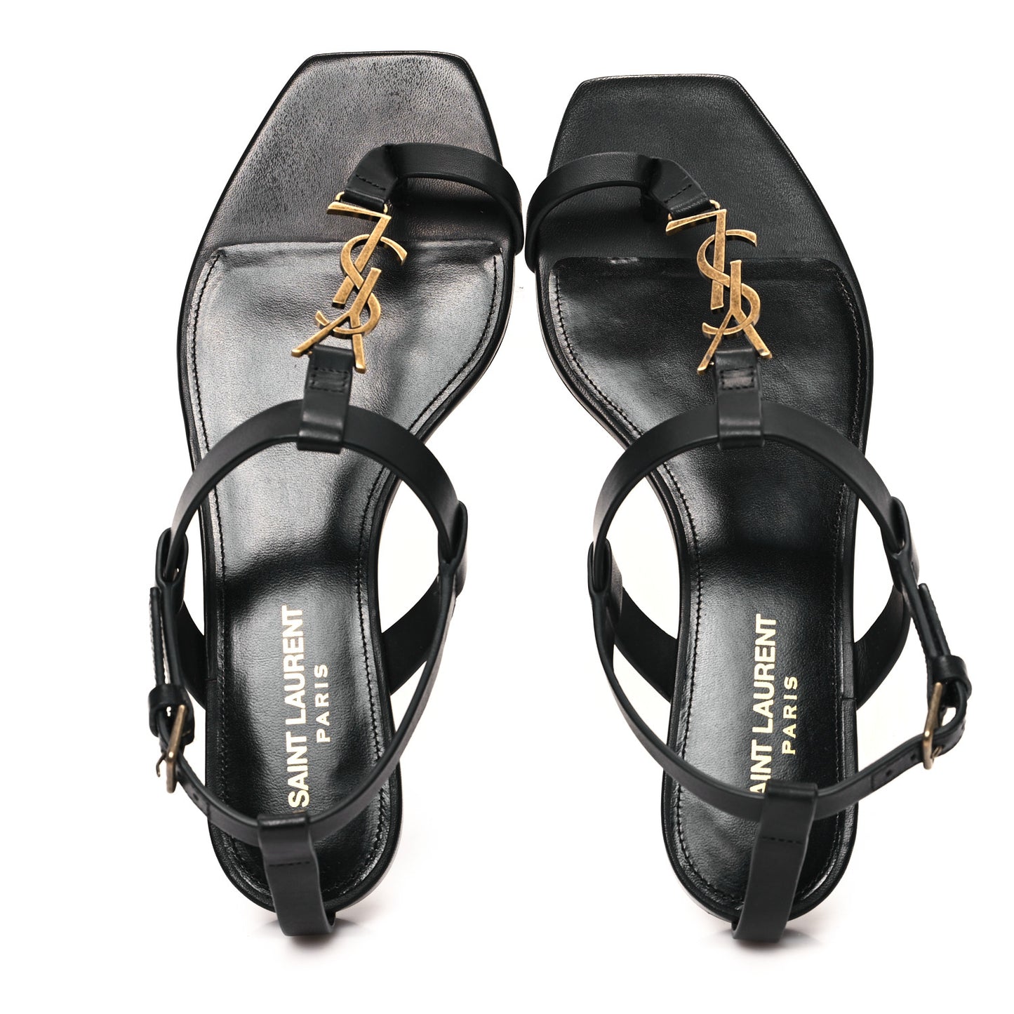 Calfskin Cassandra Monogram Sandals 37.5 Black