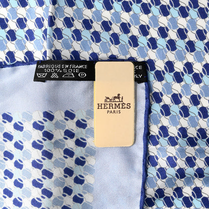 Hermes Silk Tenue De Balle Pocket Square Ciel Bleu Bleu Nuit 3 of 3