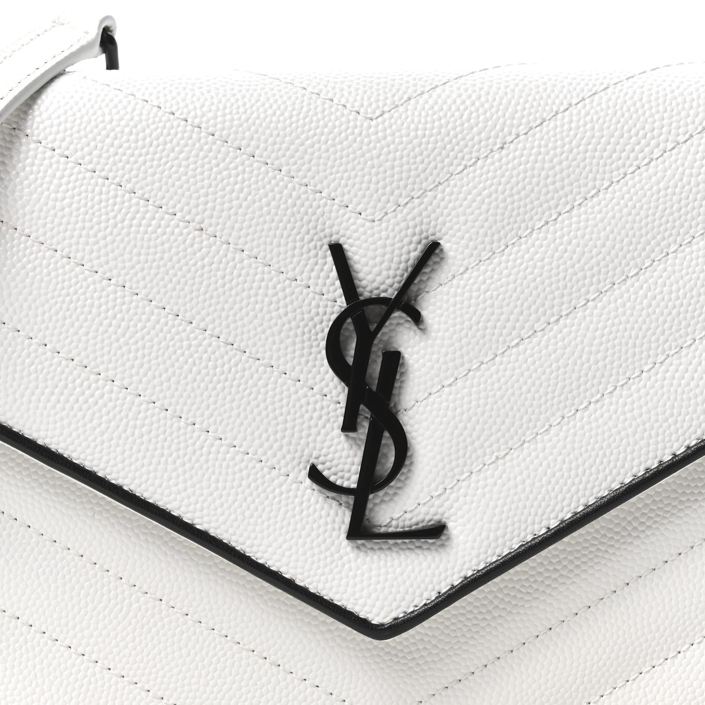 Grain De Poudre Matelasse Chevron Monogram Envelope Chain Wallet  White Black