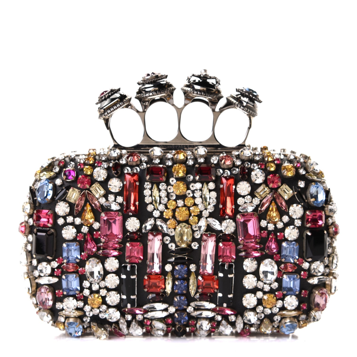 Alexander McQueen Crystal Jeweled Knuckle Duster Box Clutch Multicolor 1 of 5