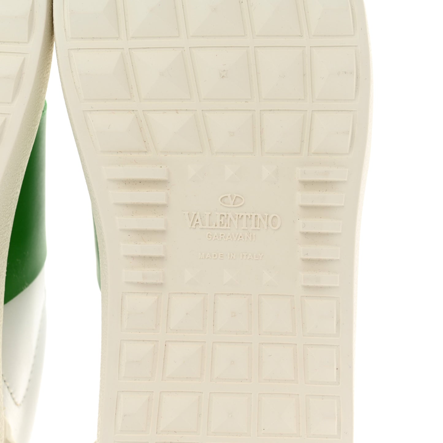 Calfskin Rockstud Untitled Open Sneakers 38.5 White Green