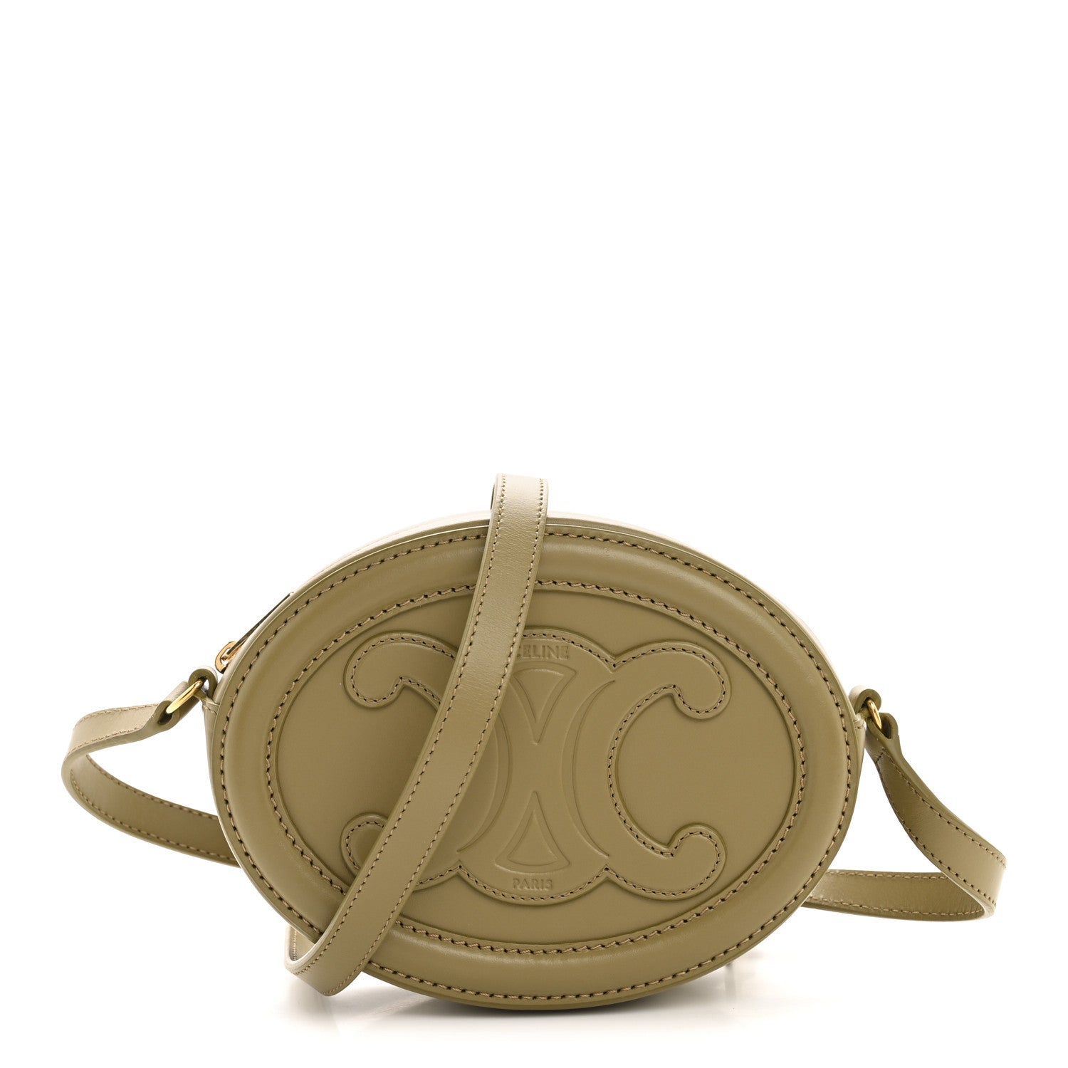 Celine Smooth Calfskin Cuir Small Triomphe Oval Purse Crossbody