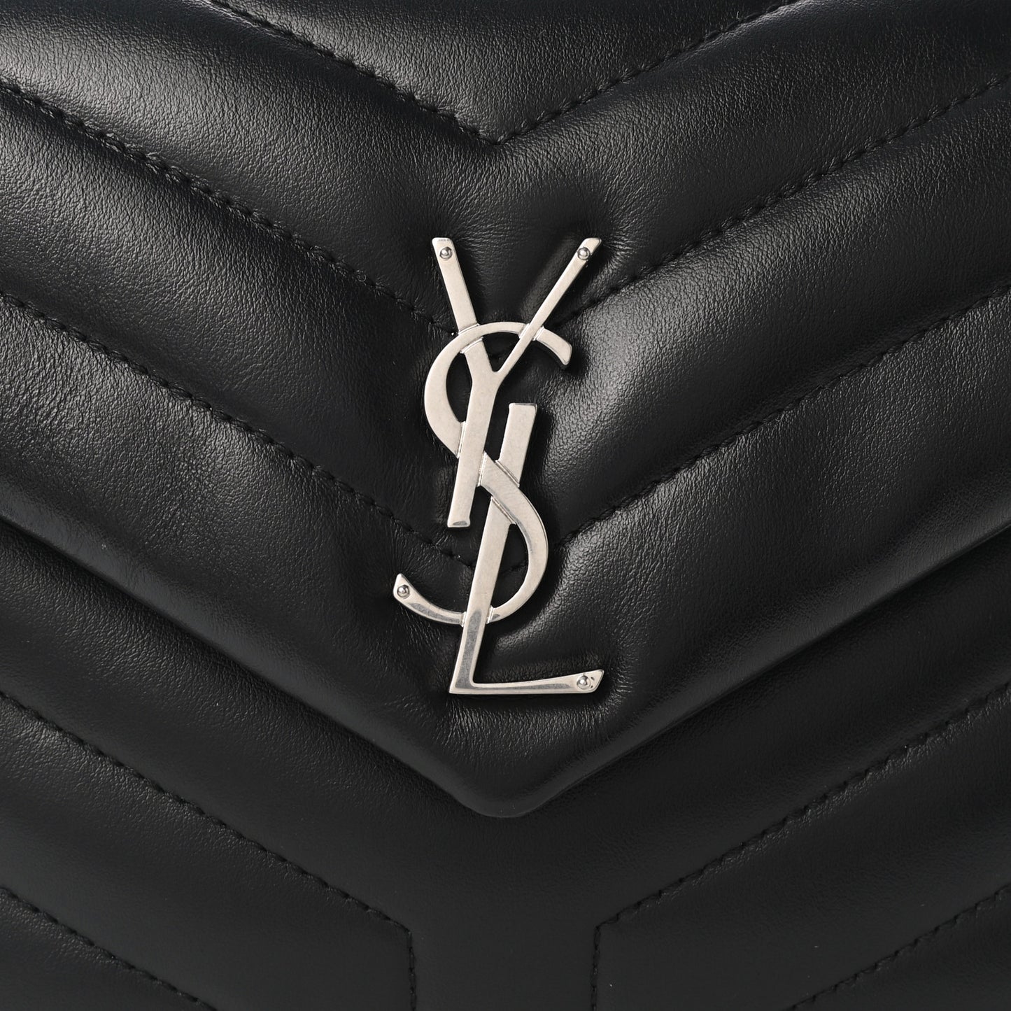 Calfskin Y Quilted Monogram Small Loulou Chain Satchel Black