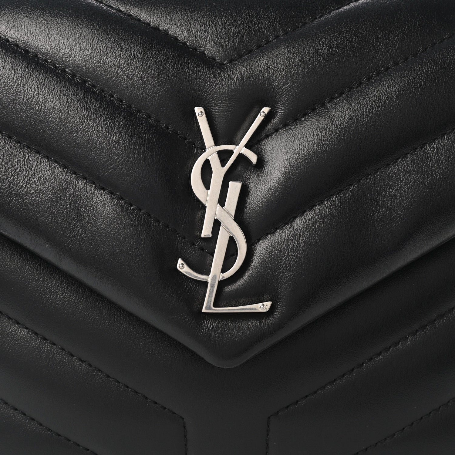 Saint Laurent Calfskin Y Quilted Monogram Small Loulou Chain Satchel Black 9 of 11