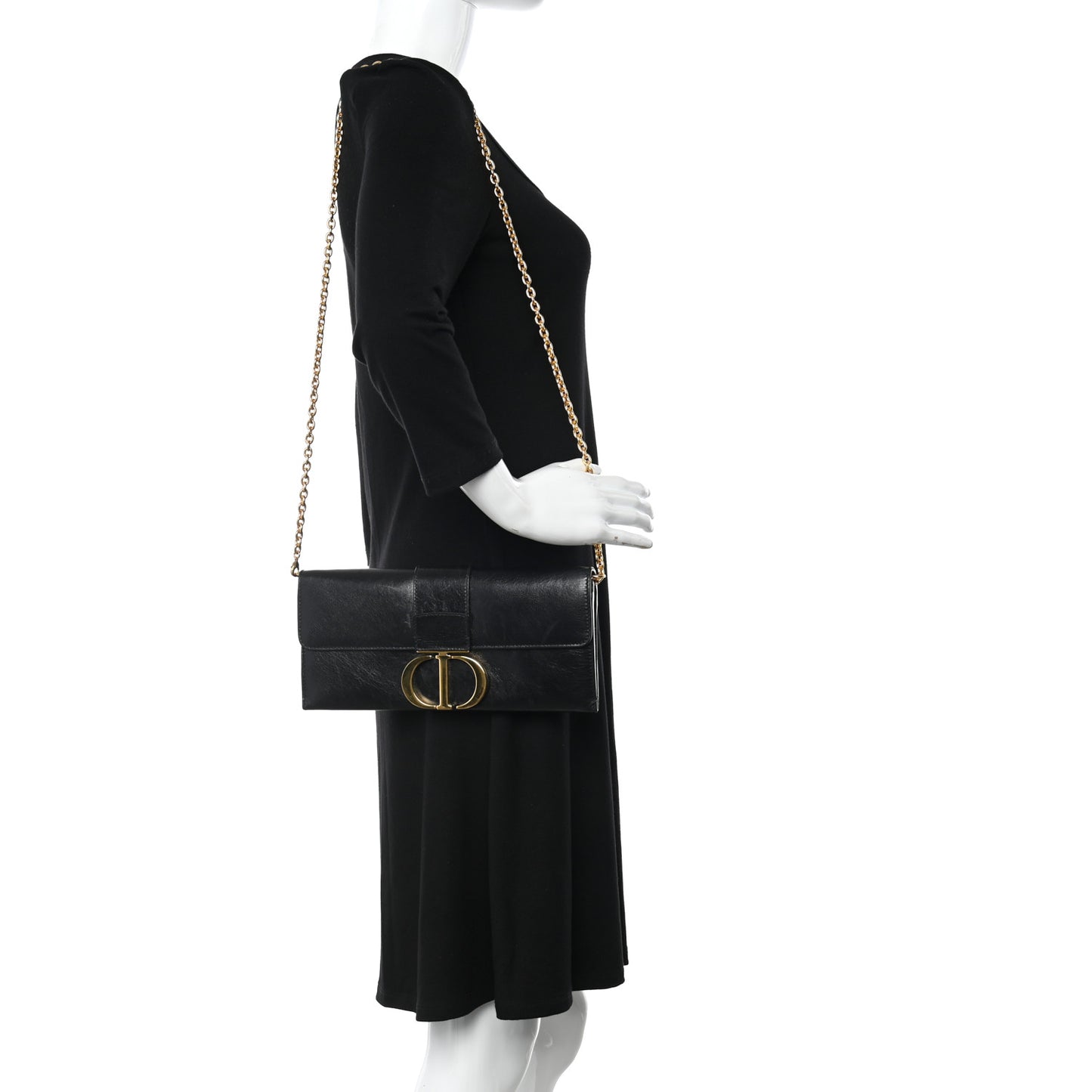 Crinkled Lambskin 30 Montaigne Clutch Black