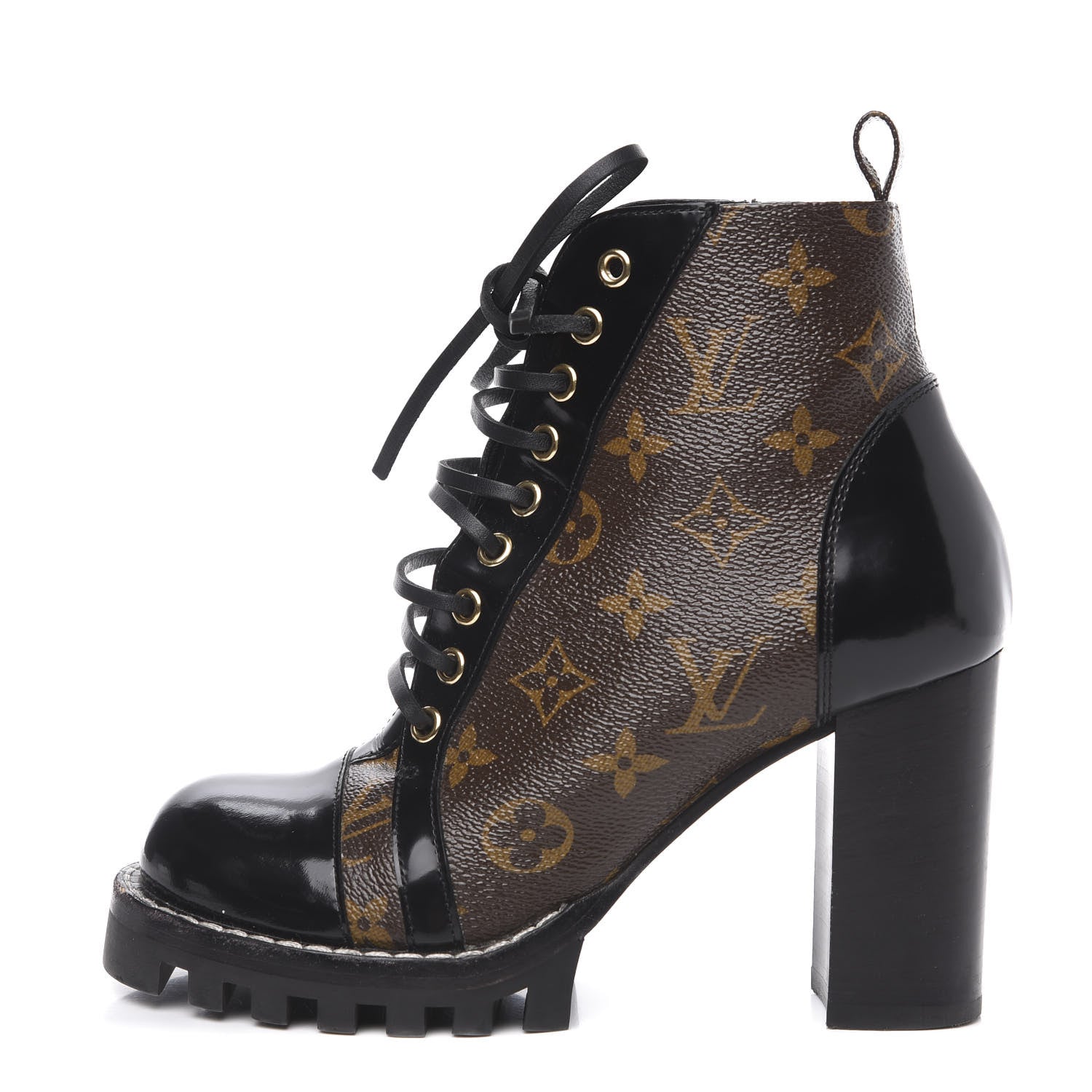 Louis Vuitton Patent Calfskin Monogram Star Trail Ankle Boots 37.5 Black 1 of 10