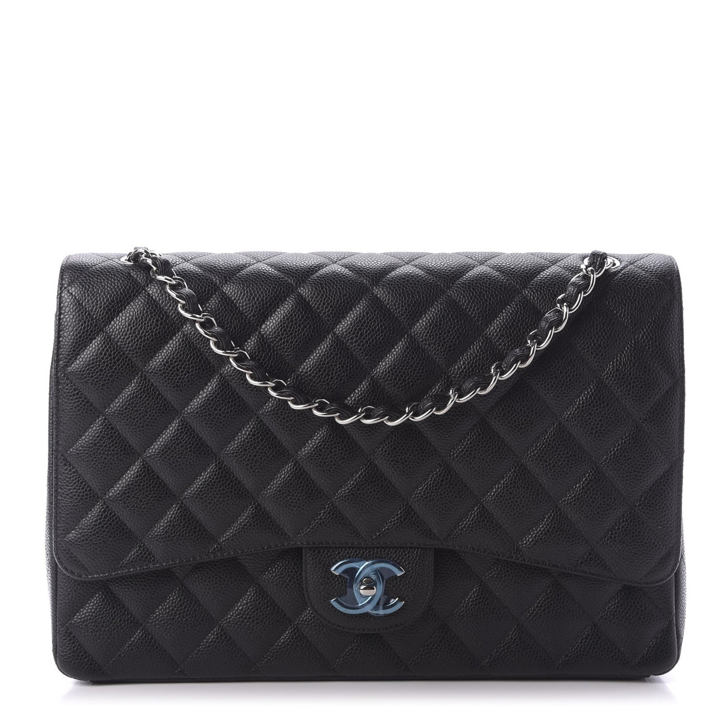 Caviar Quilted Maxi Double Flap Black