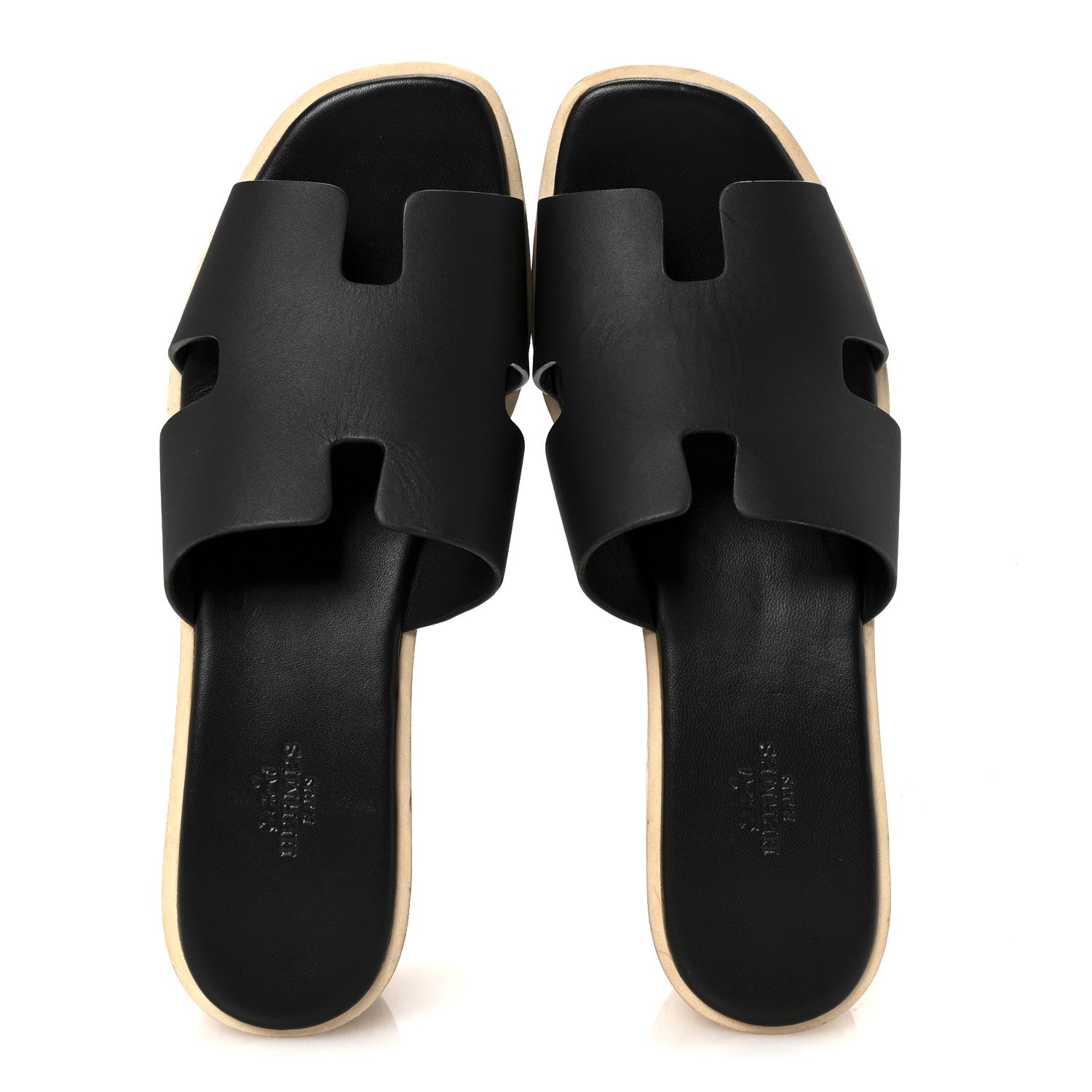 Hermes Calfskin Cork Eze 30 Sandals 39 Black 2 of 9