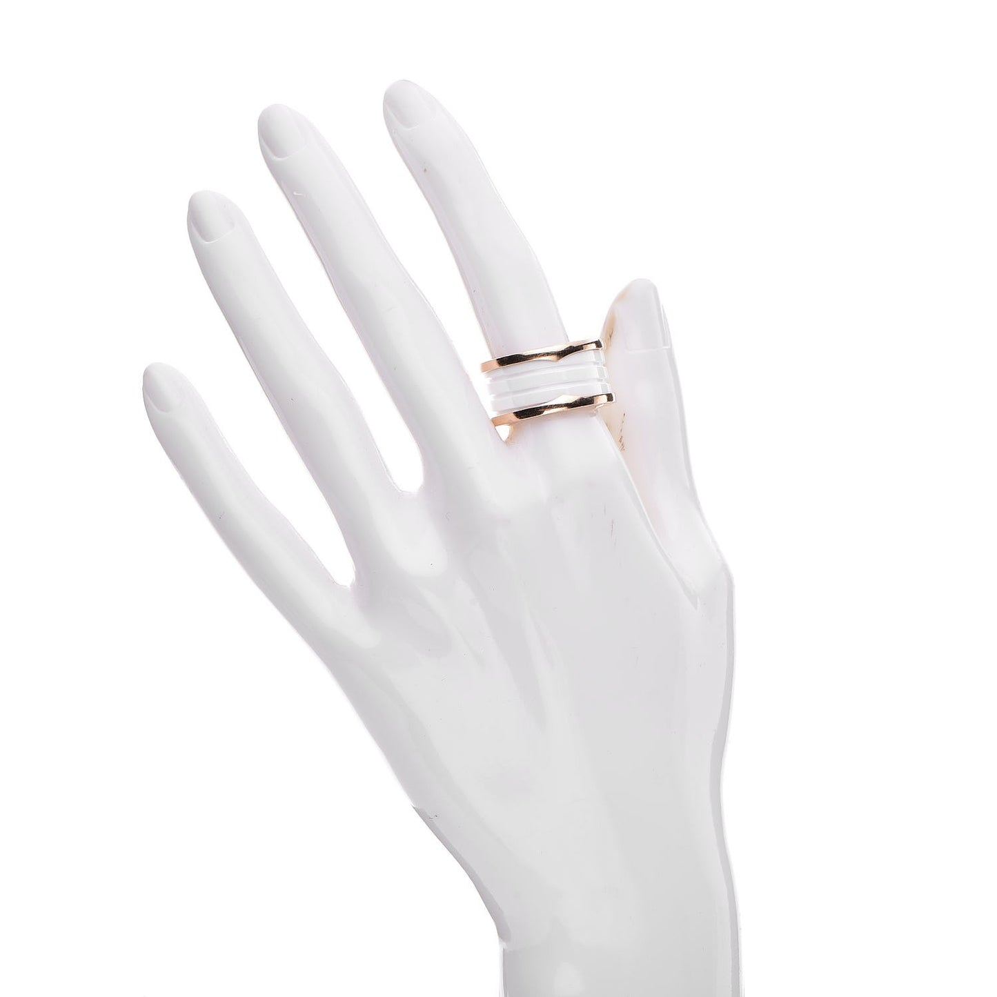 18K Rose Gold White Ceramic B.Zero1 Four-Band Ring 57 8