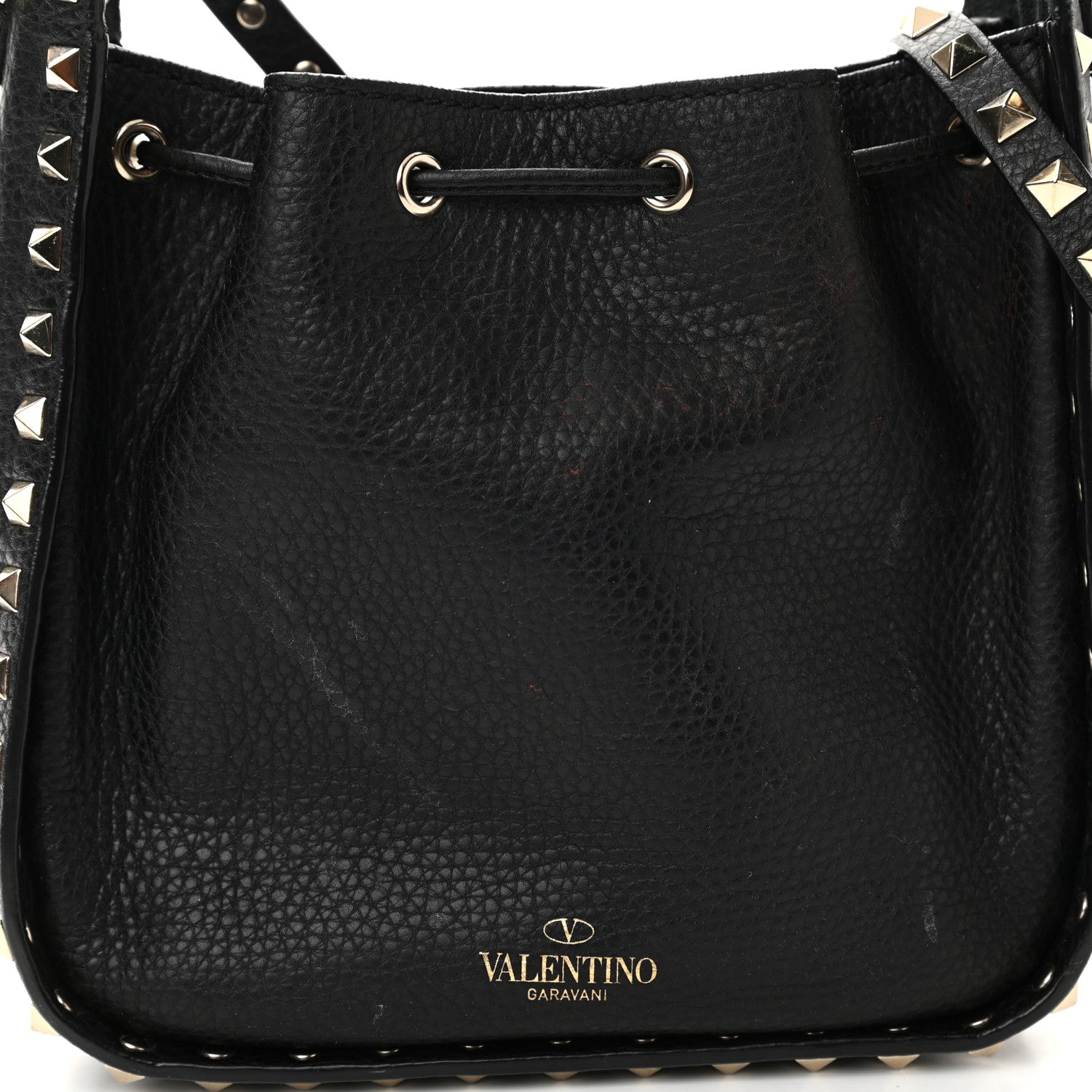 Valentino Garavani Grained Calfskin Rockstud Bucket Bag Black 13 of 13