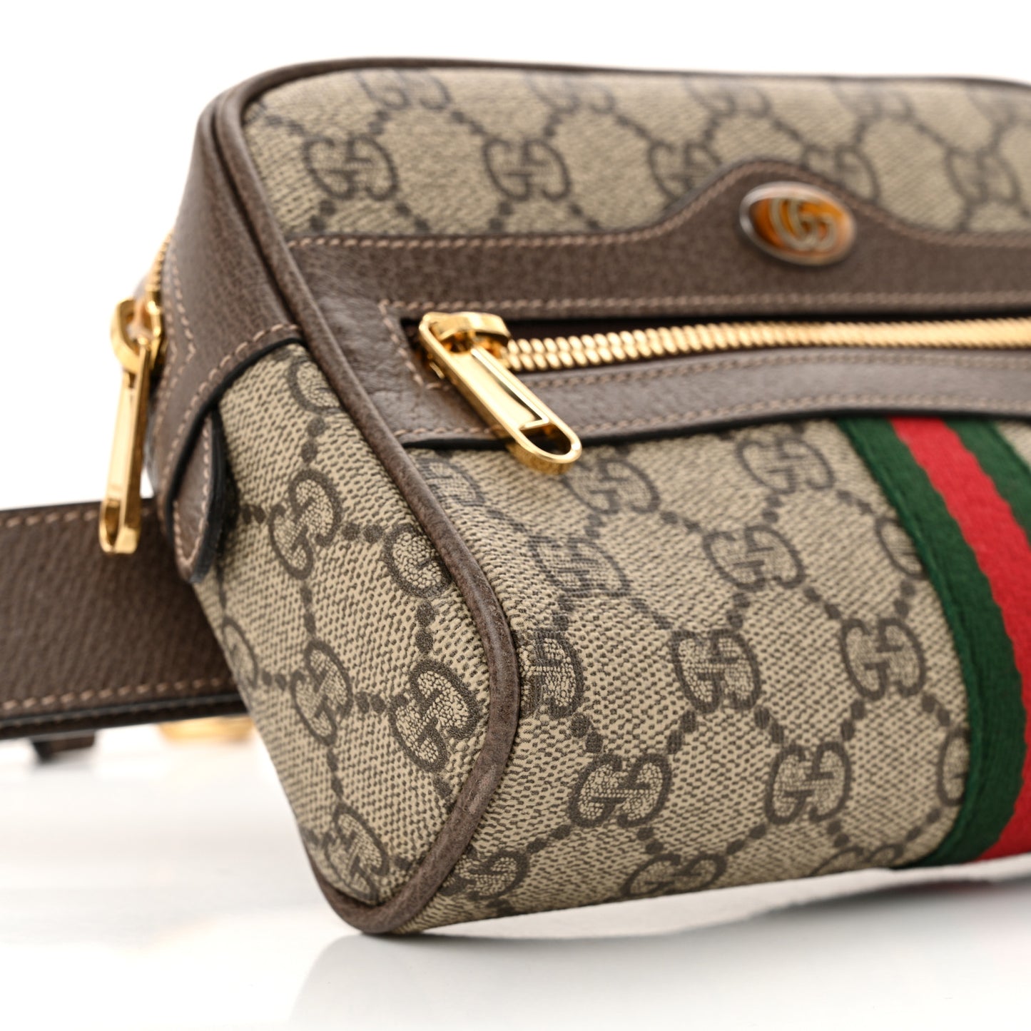 GG Supreme Monogram Web Small Ophidia Belt Bag 85 34 Dark Brown