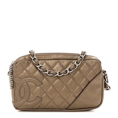 Chanel Metallic Aged Calfskin Quilted Cotton Club Pochette Bronze 1 of 15