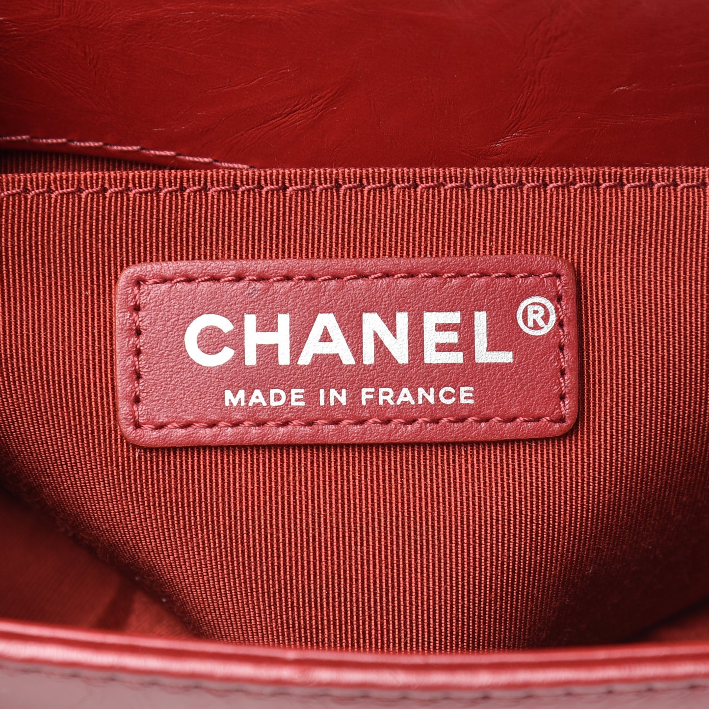 Aged Calfskin Chevron Small Jacket Boy Flap Red
