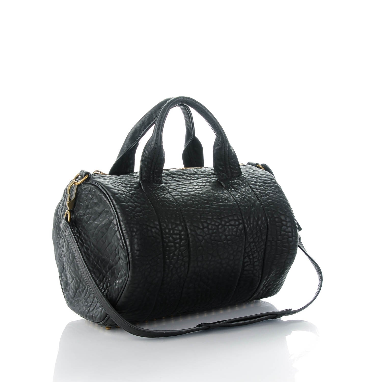 Alexander Wang Pebbled Lambskin Rocco Black Antique Brass Hardware 3 of 7