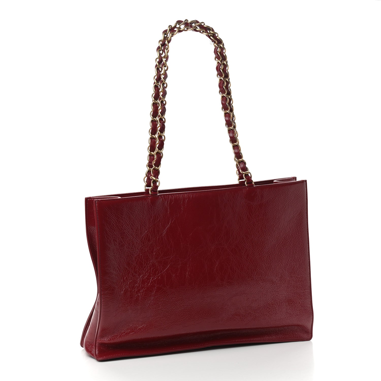 Chanel Shiny Aged Calfskin Shopping Bag Red 3 of 11