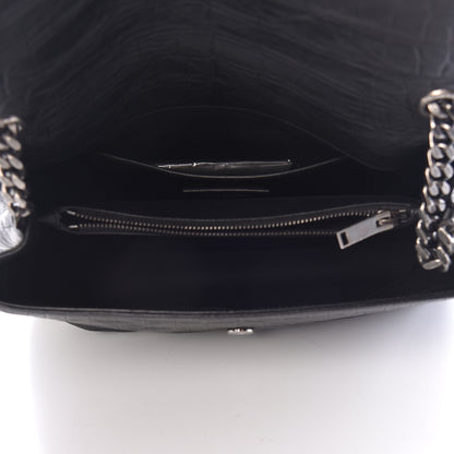 Saint Laurent Calfskin Crocodile Embossed Medium West Hollywood Monogram Fold-Over Black 5 of 16