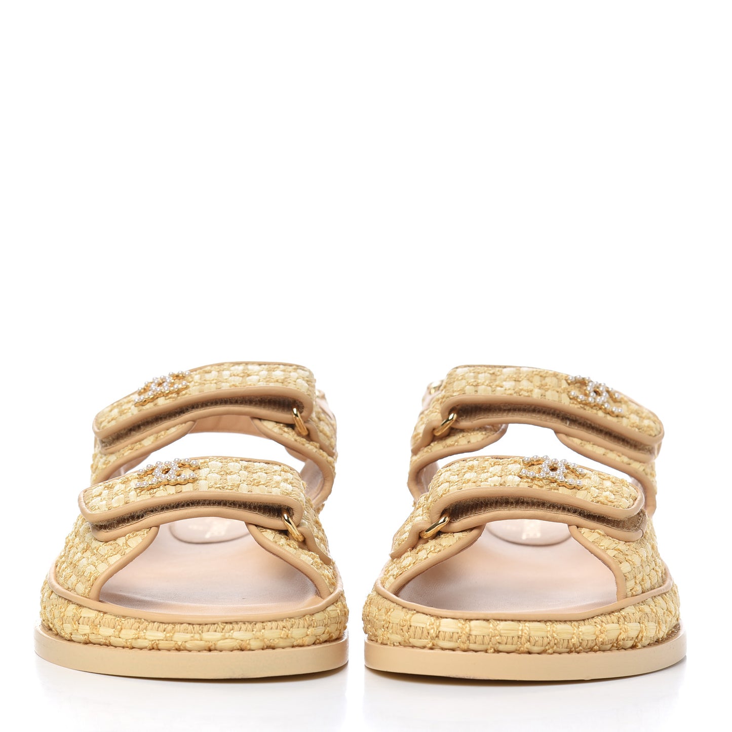 Braided Fabric Velcro Dad Sandals 36.5 Beige