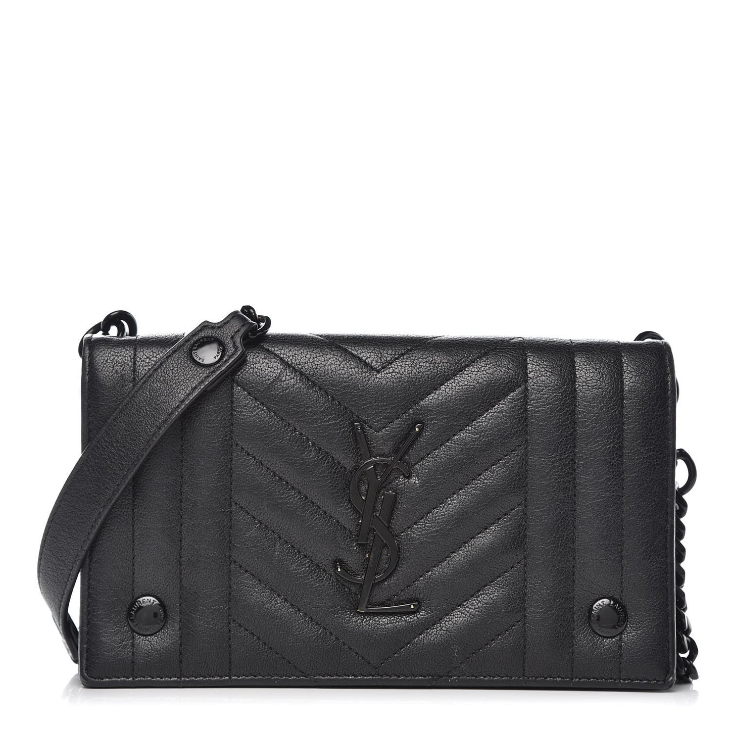 Sheepskin Matelasse Monogram Rider Poncho Wallet on Chain Black