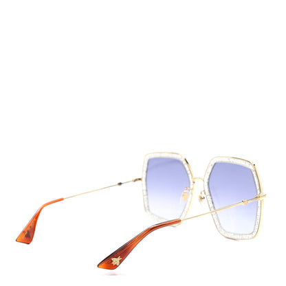 Gucci Glitter Acetate Oversize Square Frame Sunglasses GG0106S Gold 4 of 9