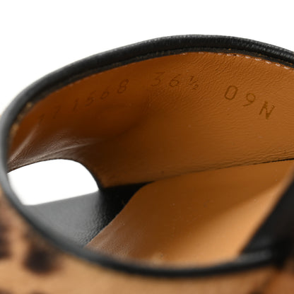 Gucci Calf Hair Leopard Print Horsebit 25/60mm Platform Sandals 36.5 Hazelnut Black 9 of 10